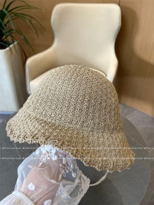 South Korea Dongdaemun Pure Color Simple Knitting Shoelace Lace Bucket Hat Gentle Holiday Vacation Sun-Shade Fisherman Hat