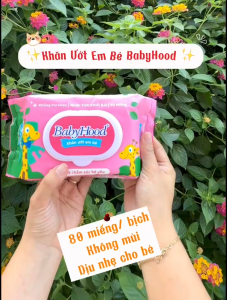 Thùng Khăn Ướt Em Bé BABYHOOD Không Mùi 80 Miếng/Bao 24 Bao/Thùng