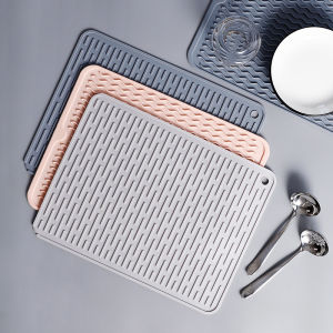 Drainage Pad Kitchen Pot Mat Silicone Non-Slip Table Mat Heat Resistant Dishware Drain Countertop Heat Protection Pad