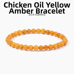 BOYU | Natural Rich Yellow Wax Amber Bracelet With Garnet Beads Gift