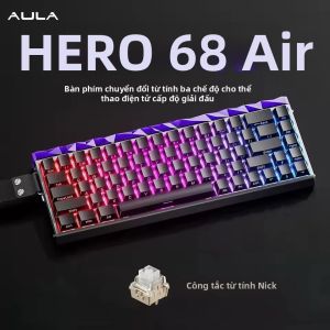 AULA | Bàn Phím Chuyển Mạch Từ Tính Ba Chế Độ AULA Hero68 Air 68 Phím Kết Nối Có Dây/không Dây Kép Độ Trễ Thấp RGB Có Thể Thay Thế Nóng Cho Máy Tính Để Bàn/máy Tính Xách Tay