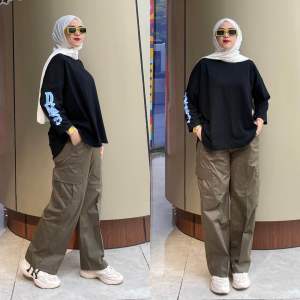 Stelan Bat wing celana cargo wanita. Stelan batwing dm3 clot terbaru