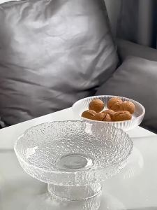 KEMORELA Glass Fruit Bowl Snack and Dried Fruit Tray Suitable for Home Living Room Coffee Table and Kitchen Fruit Basket