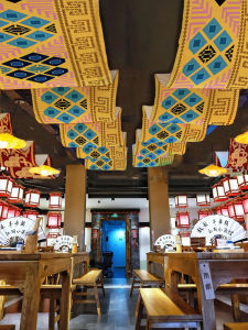 Retro Style Yi Nationality Decorative Hanging Cloth Minority Ceiling Canopy Restaurant Hot Pot Barbecue Restaurant Ceiling Cover Cloth