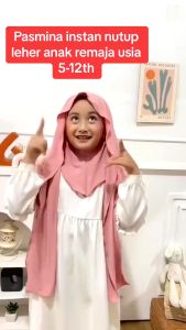 Pasmina Instan Inner 2 in 1 Anak Remaja Usia 5 - 12 Tahun Jilbab Oval Bahan Jersey BH