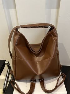 Túi Đeo Vai Nữ Dung Tích Lớn Retro Soft Face Túi Du Lịch Đi Làm Thời Trang Túi Đeo Vai Đôi Túi Tote PU Mềm Màu Trơn