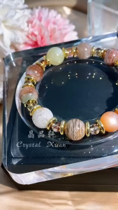 【现货】千层彩幽灵+金沙太阳石+绿锂辉手串|层层聚能 × 好运环绕 × 自愈疗愈|Layered Phantom + Gold Sunstone + Green Lepidolite Bracelet|Energy Flow • Good