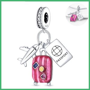 Mặt Dây Chuyền Charm Máy Bay Bằng Bạc 925 Sterling Gắn Đá Cubic Zirconia Phù Hợp Làm Vòng Tay Dây Chuyền Tự Chế Quà Tặng Dành Cho Phái Nữ Mạ Bạc Cổ Điển