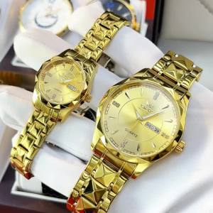 OPK 8151 Golden Stainless Steel Couple Watches
