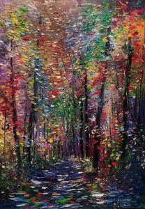 Colorful Forest Jigsaw Puzzle 500/1000/1200/2000PCS Oil Painting Style Scene Focus Activity Leisure Time Gift