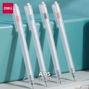 Deli Gel Pen / Pulpen Gel 0.38mm Tinta Hitam Retracable Desain Unik A115 - Isi 12 (Box)