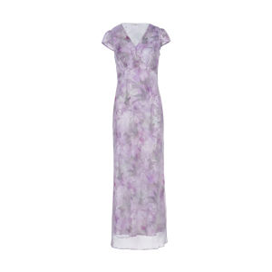 Elegant Slimming Dress V-Neck Double Layer Print