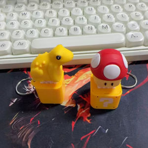 Stress Relief Sound Light Keychain Rechargeable Frog Toad Mine Seagull Voice Button Funny Creative Quack Duck Bird Pendant Keyring