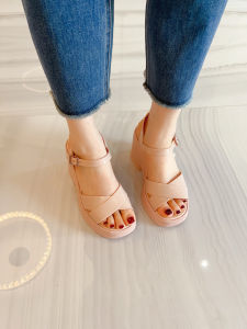 Zaxy Jelly Sandals Womens Fashionable Versatile Thick Heel Cross Band High Heels Roman Style Low Cut Breathable Casual Shoes