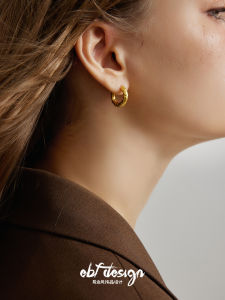 Ebfwind Reverse Light Golden Foil Texture Small Metal Versatile Basic Simple Design Earrings Fashion Jewelry Ear Cuffs for Women