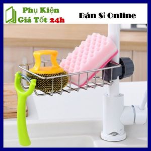 Giá Treo Vòi Gắn Bồn Inox Đựng Đồ Giẻ Rửa Chén Bát Đa Năng - Khay Inox Gắn Vòi Rữa Chén - Kệ INOX Gắn Bồn Rửa Chén Tiện Dụng