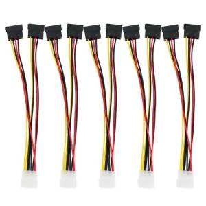 10pcs Serial ATA SATA 4 Pin IDE Molex to 2 of 15 Pin HDD Power Adapter Cable Hot Worldwide Promotion