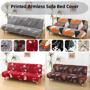Stretch Armless Sofa Cover Stretchable Futon Sofa Bed Cover Removable Machine Washable Home Decor Hotel Office Living Room