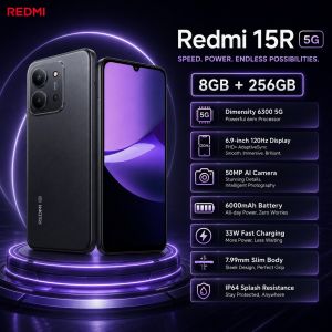 Redmi | 2026 new Redmi 15R 5G Smartphone 8GB+256GB 6.9 120Hz Display 6000mAh Battery Dimensity 6300 33W Charge IP64 Protection