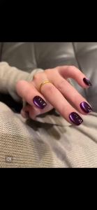 MIANEL 12ML Secret Deep Purple Cats Eye Gel Nail Polish 202 Whitening Glass Beads Crystal Cats Eye Nail Polish Purple Nails