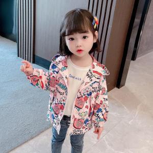 Girls Printed Trench Coat 2023 Spring & Fall New Arrival Children 1 Childrens Autumn Clothes Upper Garment 2 Baby Girls Korean Cardigan Fashion