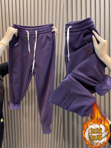 Womens Harlan Pants Purple Fleece Lined Warm Windproof Casual Sports Trousers Loose Fit Autumn Winter Small Size