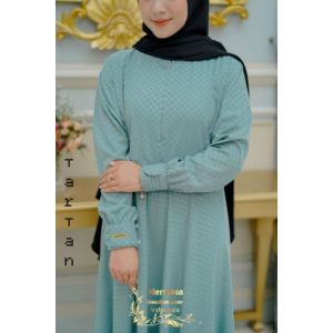 Gamis hermosa wolfis embos premium motif tartan warna wardah-gamis syari busui mewah elegan