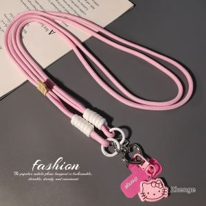 ZHENGEGE | Crossbody Shoulder Phone Strap Long Colorful Braided Cartoon Cat Pendant Anti-Loss Outdoor Portable Lanyard