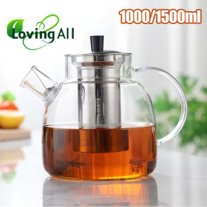 Glass Teapot with Stainless Steel Infuser Removable Infuser Home Camping and Travel Teapot Loose Leaf Tea Brewer