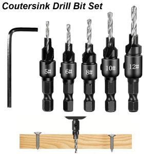 Countersink Drill Bit Set for Wood Counter Sink Wood Pilot Screw Hole Cutter Counterbore Reamer Tapered Chamfer Woodwooking Tool