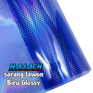 Skotlet Transparan Sarang Tawon Hologram Stiker Hybrid Sarang Tawon Skotlet Headlamp Mobil Motif Sarang Tawon