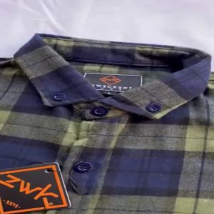ZWECKOUT LABEL - Kemeja Flanel Pria Lengan Panjang Kasual Slimfit Motif Kotak-Kotak Abu