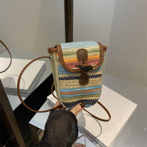 กระเป๋าสะพายไหล่ทรงสี่เหลี่ยมเล็กสไตล์ฤดูร้อน ผ้าปักลายริบบิ้น กระเป๋าใส่โทรศัพท์มือถือสำหรับผู้หญิง กระเป๋าสะพายไหล่แบบหนังสือ เรียบง่าย ปิดด้วยซิป