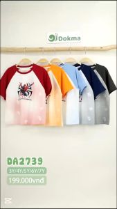 DA2739 Áo cộc tay siêu nhân cổ tròn cotton bé trai DOKMA (3-7Y) - form rộng ngang