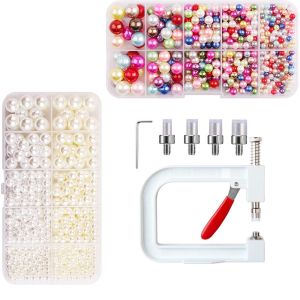 Handmade Beads Pearl Rivet DIY Rivet Setting Kit Machine DIY Clothing Tool Pearl Rivet Buttons for Best Decoration