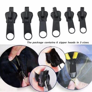 Nexlent 6pcs Zipper Slider Head Universal Instant Fix Replacement Zippers 3 Colors