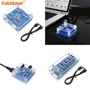 Kebidumei Transparent Usb Hub 4 Port Expansion With Power Supply Interface Usb 3.0 Protocol High Speed Transmission OTG Dapter