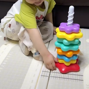 บล็อกตัวต่อหมุนรูปหอคอย หมุน รูปหอคอย อายุ 1-3 ปี ของเล่นเสริมพัฒนาการเด็ก