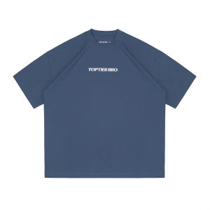 TOPTIER BRO Mens Short Sleeve T-shirt 255g Long Staple Cotton Logo Print round Neck Casual Top for Youth Summer Wear