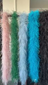 Fluffy Ostrich Feather Boa Trim 3 4 6 8 10PLY Colored Shawl Scarf 2Meters for Wedding Party Carnival Costume Dress Decoration