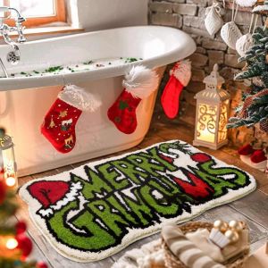 VIKAMA Christmas Plush Carpet Non Slip And Easy To Clean Living Room Bedroom Hallway Holiday Decorative Carpet Home Decoration