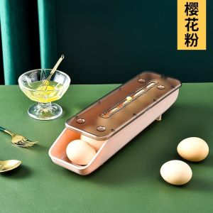 Kotak Penyimpanan telur / Egg Box Storage Dengan Model Panjang Keluar Otomatis Unik Serbaguna 8AS09