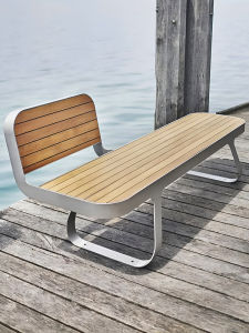 Park Chair Outdoor Solid Wood Bench Stainless Steel Iron Bench Casual Seat Outdoor Outdoor Garden Chair