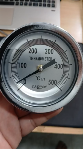 Đồng hồ đo nhiệt độ 0 - 500 độ C mặt 80mm cán 130mm ren 21mm dùng cho lò công nghiệp lò than củi lò sao sấy chè lúa cà phê nhiệt độ apphan đường.