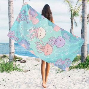 Cute Jellyfish Beach Towels Ultra Lightweight Quick Drying Super Absorbent Summer Essential Fast-Drying Towel for Beach