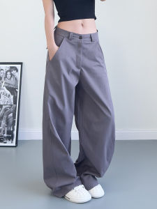 plus Size Wide Leg Suit Pants for Women Loose Fitting Meat Concealing Scythe Pants Commute Style Casual Long Trousers