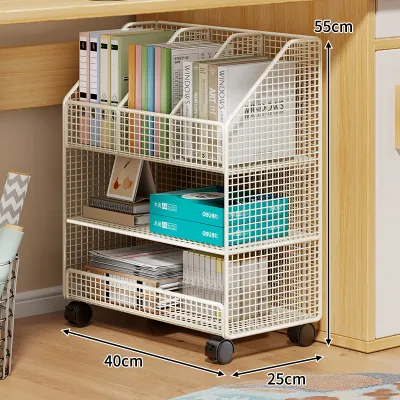 evesigar | Movable Bookshelf Organizer Multilayer Cart With Wheels