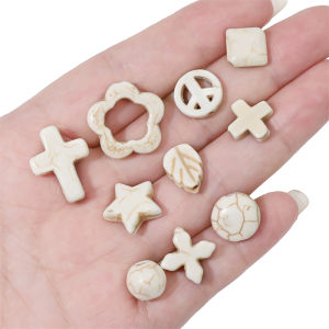 ลูกปัดหลวมเทอร์โบสีขาว รูปกะ ลูกปัดหินสีขาว สังเคราะห์ ทำเครื่องประดับ DIY