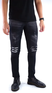 Celana jeans pria ripped bikers Black Viper Apparel™ I Celana Jeans Pria Sobek Skinny Slimfit Street Model ZIgzag Denim Terbaru I Celana Jeans  Ripped  Pria Bikers Pensil Strech Sobek Lutut Pria Hitam Premium Terbaru