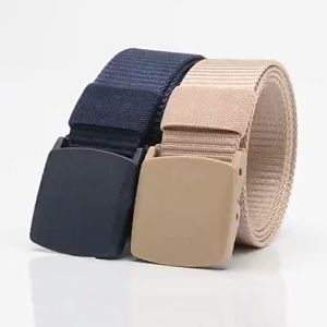Men Tactical Canvas Nylon Belt Polyester Material Airport Friendly No Metal Automatic Buckle Travel Belt Tali Pinggang Lelaki
